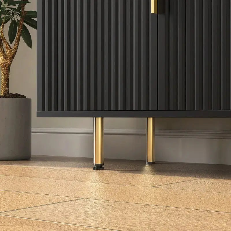 Meuble Art Déco moderne de 144 cm avec portes cannelées et 4 compartiments intérieurs
