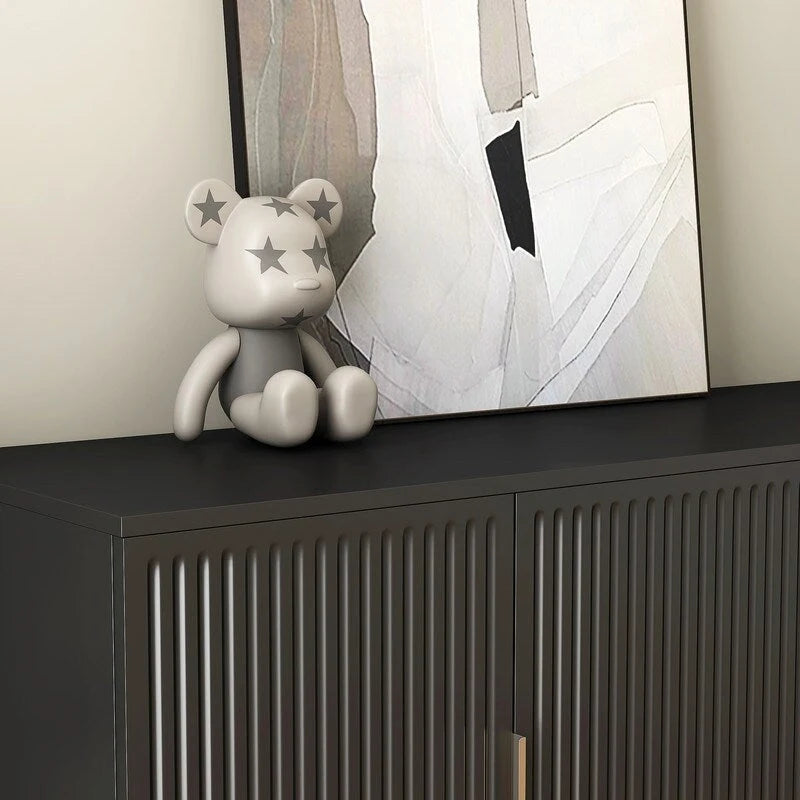 Meuble Art Déco moderne de 144 cm avec portes cannelées et 4 compartiments intérieurs