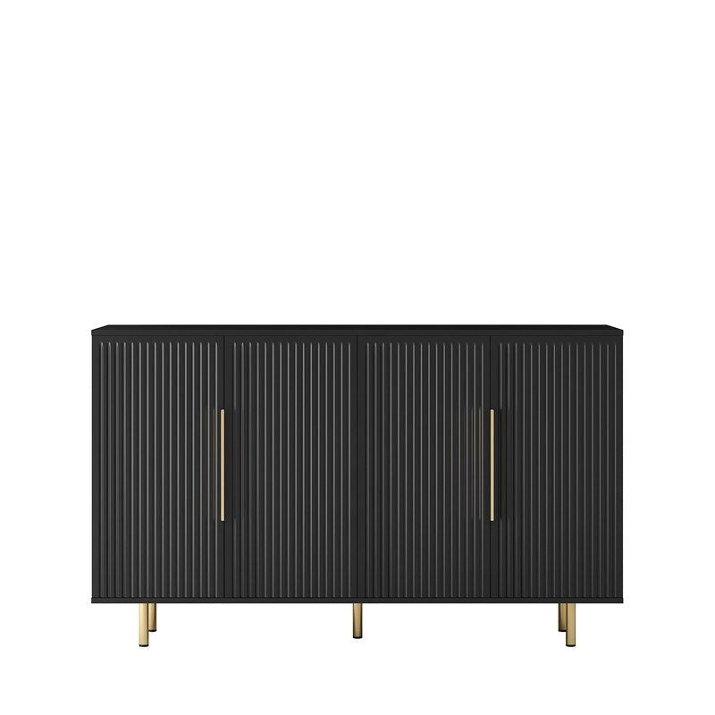 Meuble Art Déco moderne de 144 cm avec portes cannelées et 4 compartiments intérieurs