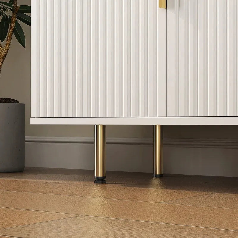 Meuble Art Déco moderne de 144 cm avec portes cannelées et 4 compartiments intérieurs