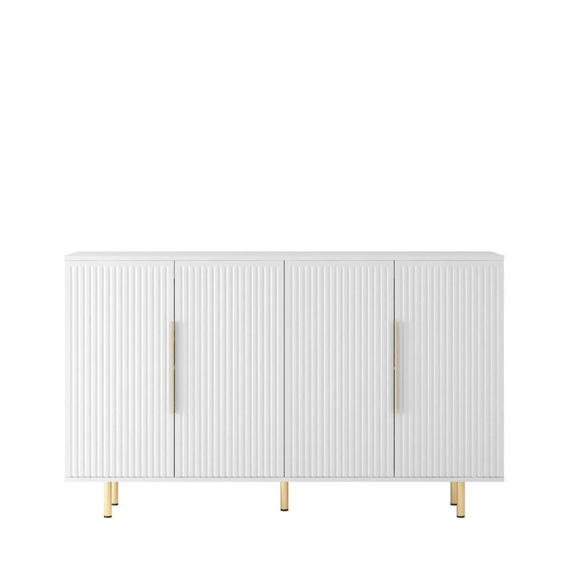 Meuble Art Déco moderne de 144 cm avec portes cannelées et 4 compartiments intérieurs