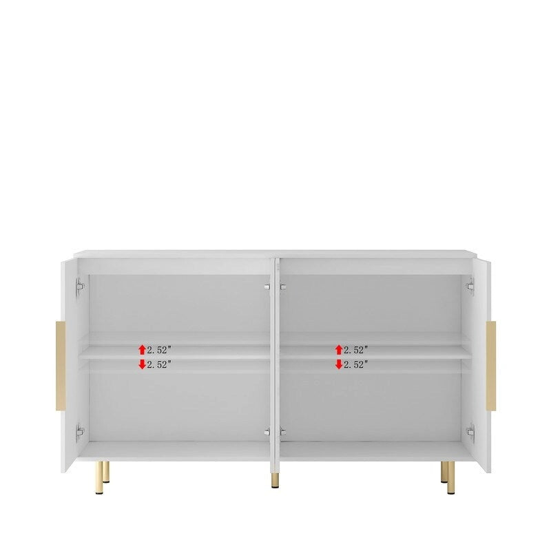 Meuble Art Déco moderne de 144 cm avec portes cannelées et 4 compartiments intérieurs