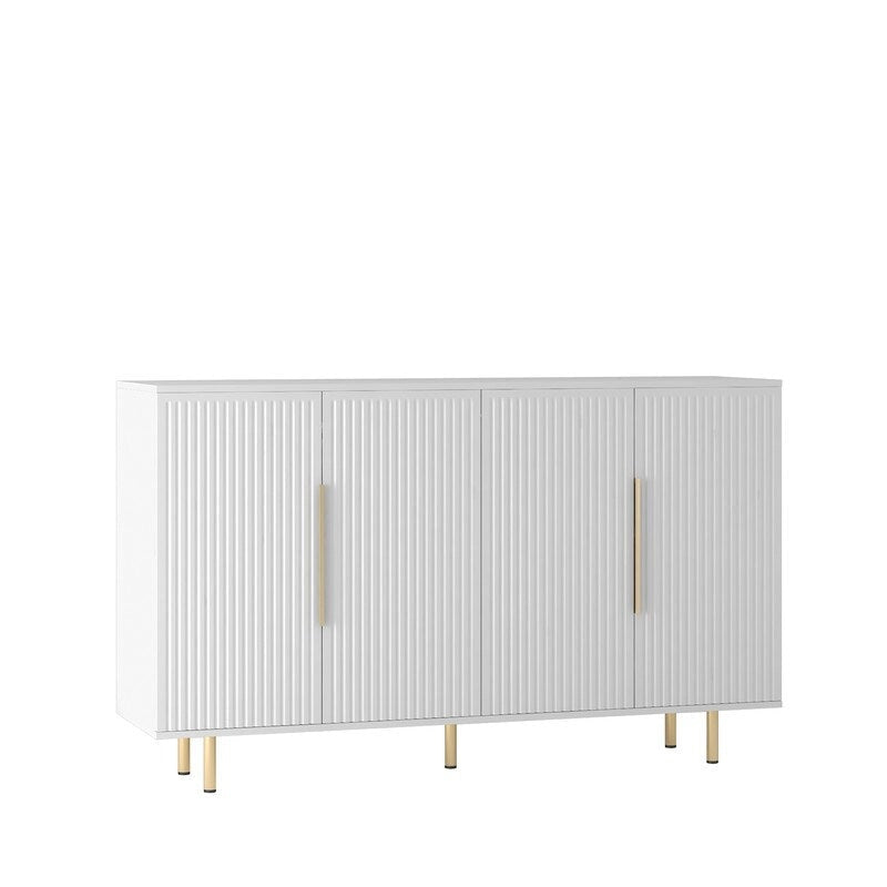 Meuble Art Déco moderne de 144 cm avec portes cannelées et 4 compartiments intérieurs