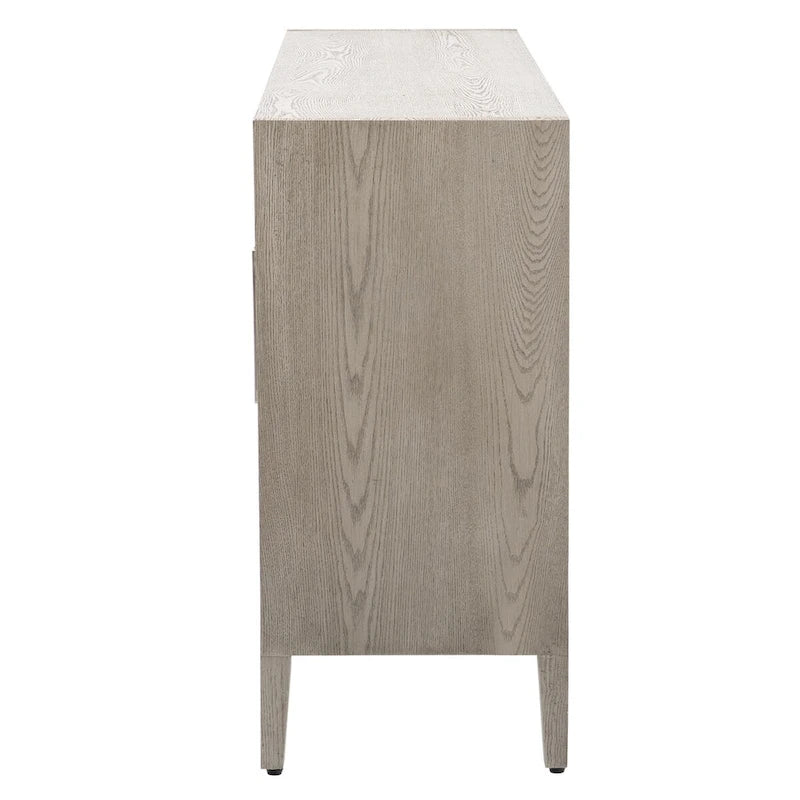 Armoire de rangement en bois avec 3 portes en verre trempé encadré et étagères réglables