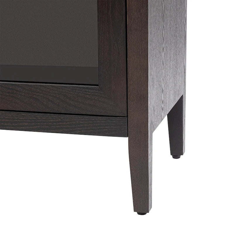 Armoire de rangement en bois avec 3 portes en verre trempé encadré et étagères réglables