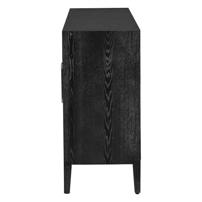 Armoire de rangement en bois avec 3 portes en verre trempé encadré et étagères réglables