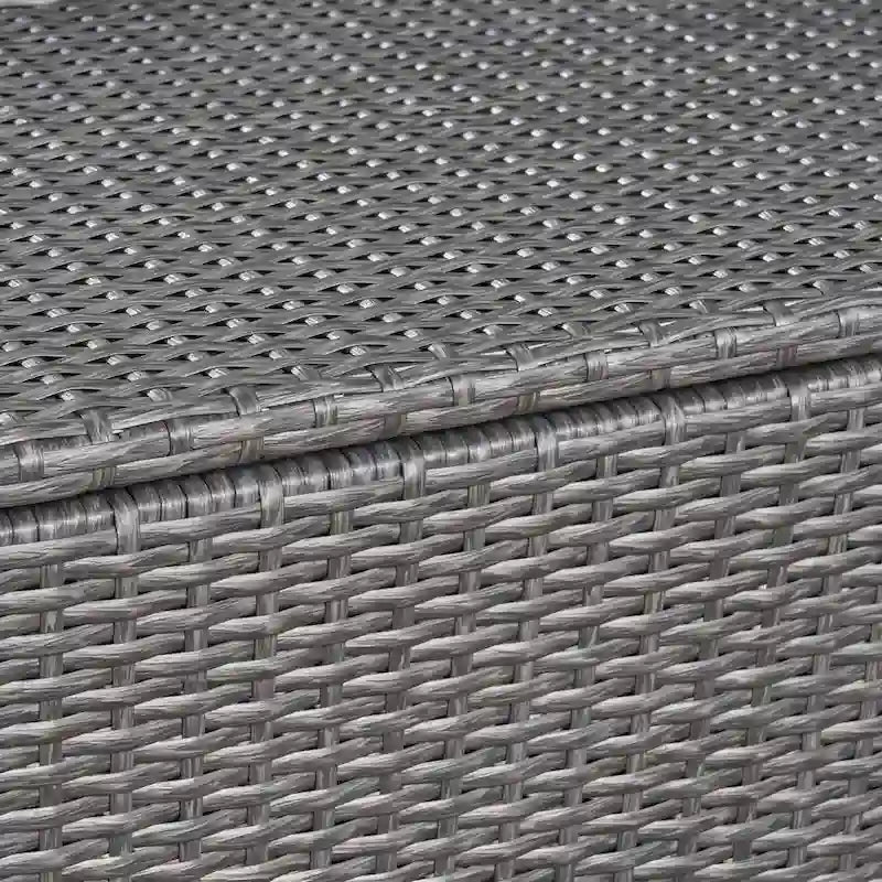 Banc de rangement d'extérieur en rotin avec osier en résine résistant aux intempéries