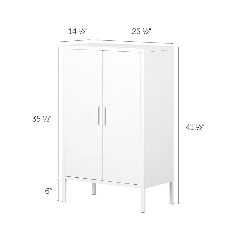 Armoire de rangement contemporaine à 2 portes en métal avec étagères réglables et portes magnétiques