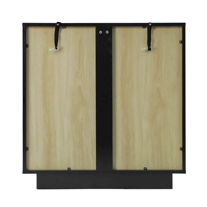 Meuble de rangement 2 portes avec portes en verre acrylique et poignée en métal doré