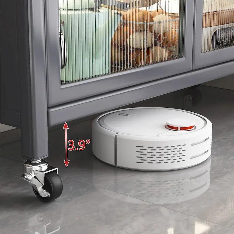 Meuble de cuisine étagère du sol au plafond avec rangement pour micro-ondes et rotation à 360°