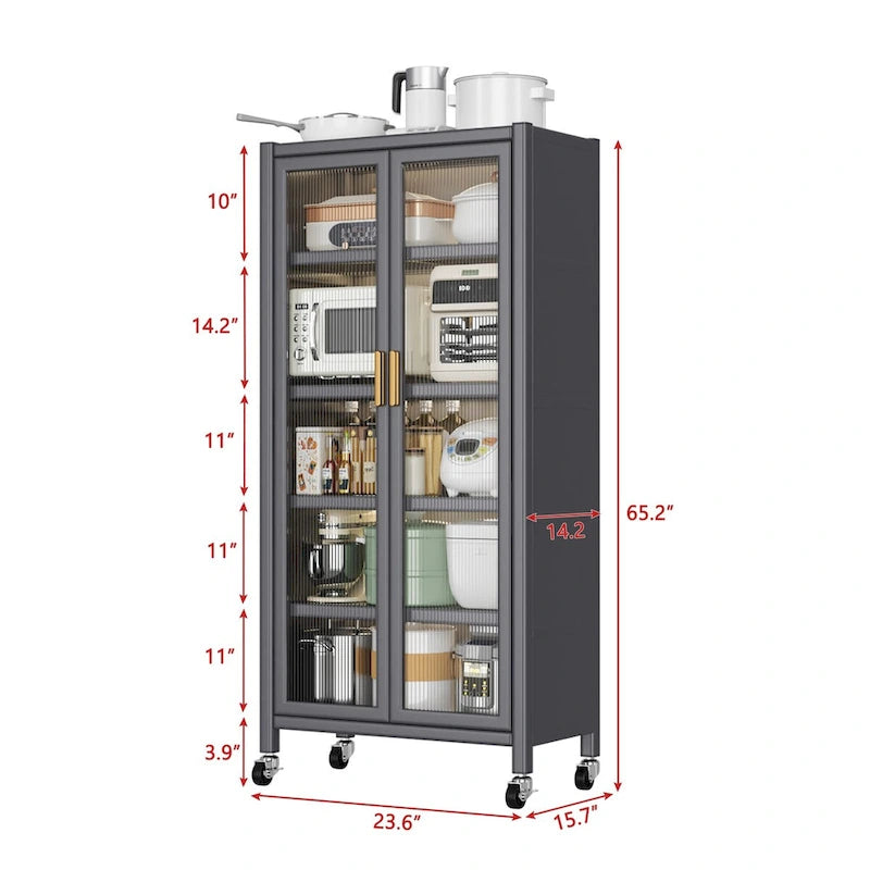 Meuble de cuisine étagère du sol au plafond avec rangement pour micro-ondes et rotation à 360°
