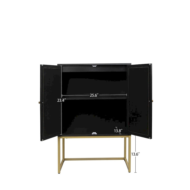 Meuble Haut 2 Portes en Rotin Naturel avec Étagère Réglable – Sur Pied