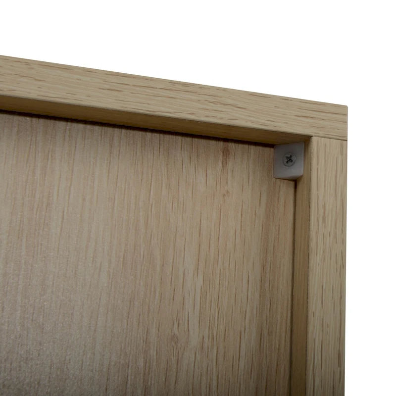 Meuble Haut 2 Portes en Rotin Naturel avec Étagère Réglable – Sur Pied