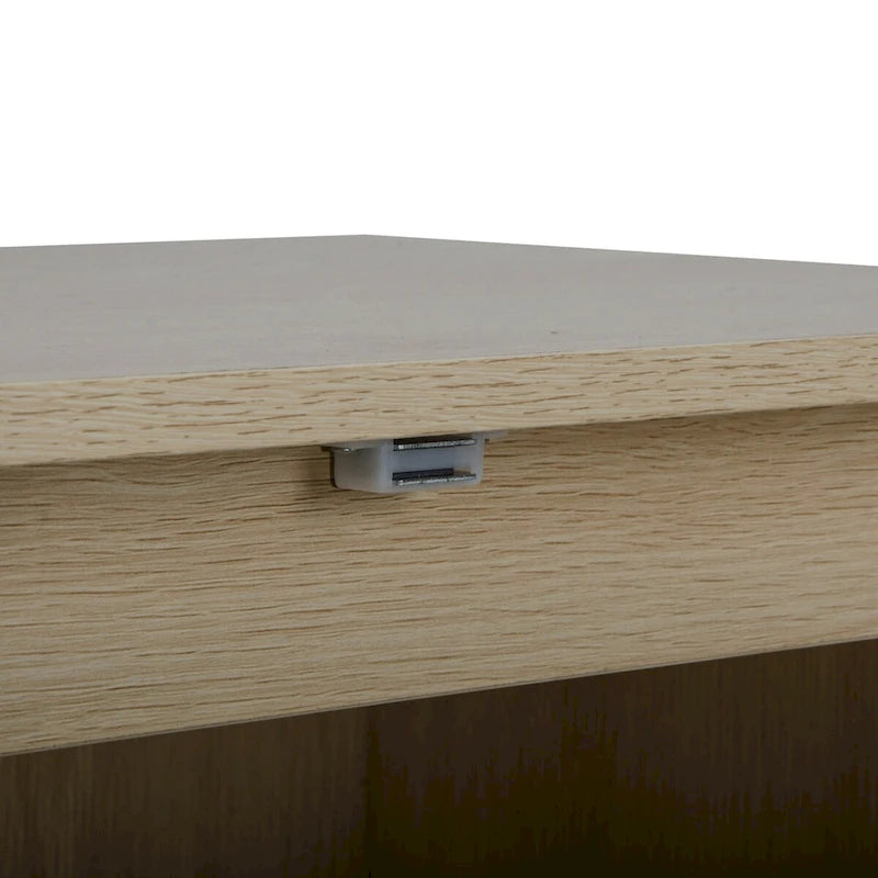 Meuble Haut 2 Portes en Rotin Naturel avec Étagère Réglable – Sur Pied