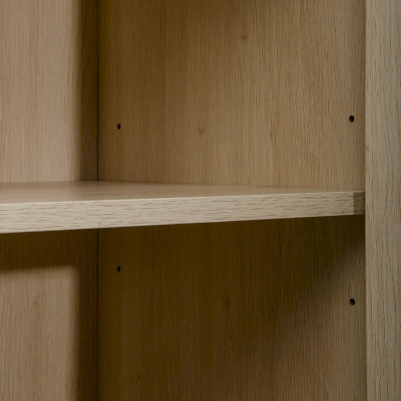 Meuble Haut 2 Portes en Rotin Naturel avec Étagère Réglable – Sur Pied