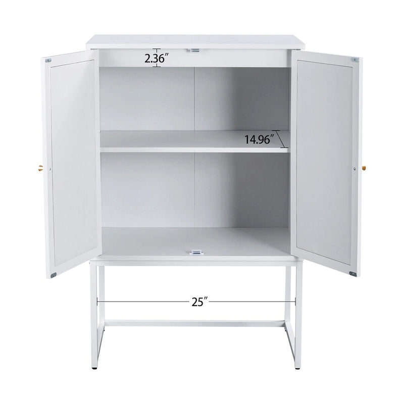 Meuble Haut 2 Portes en Rotin Naturel avec Étagère Réglable – Sur Pied