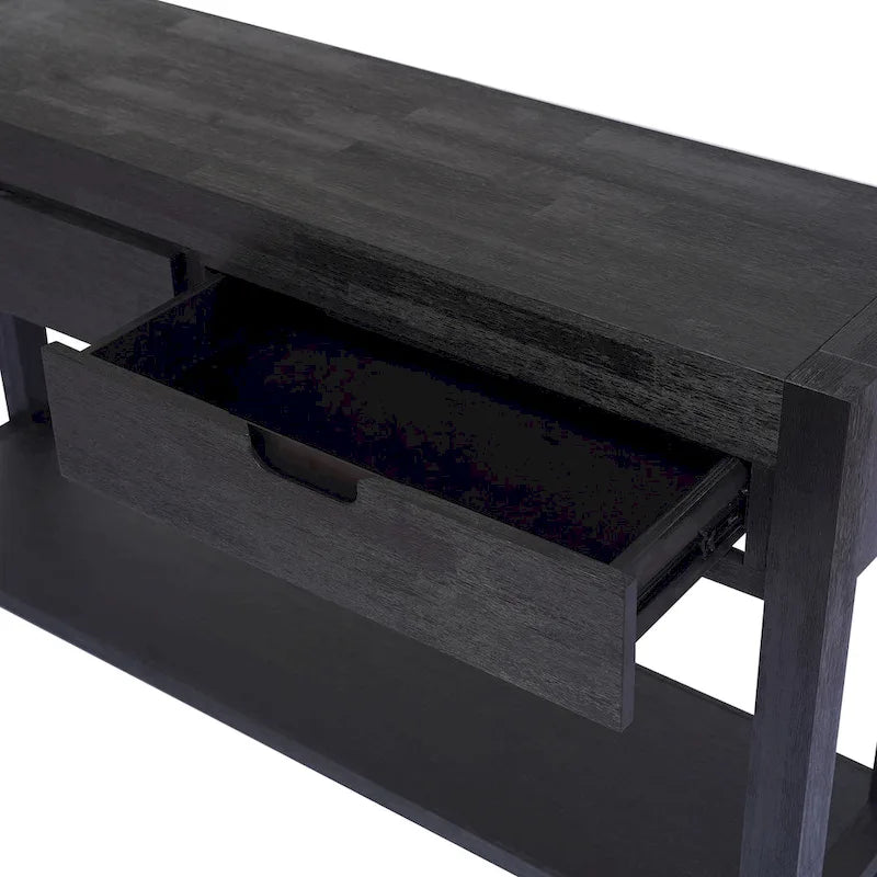 Console d'entrée avec 2 tiroirs et 1 étagère inférieure — Placage en bois d'acacia