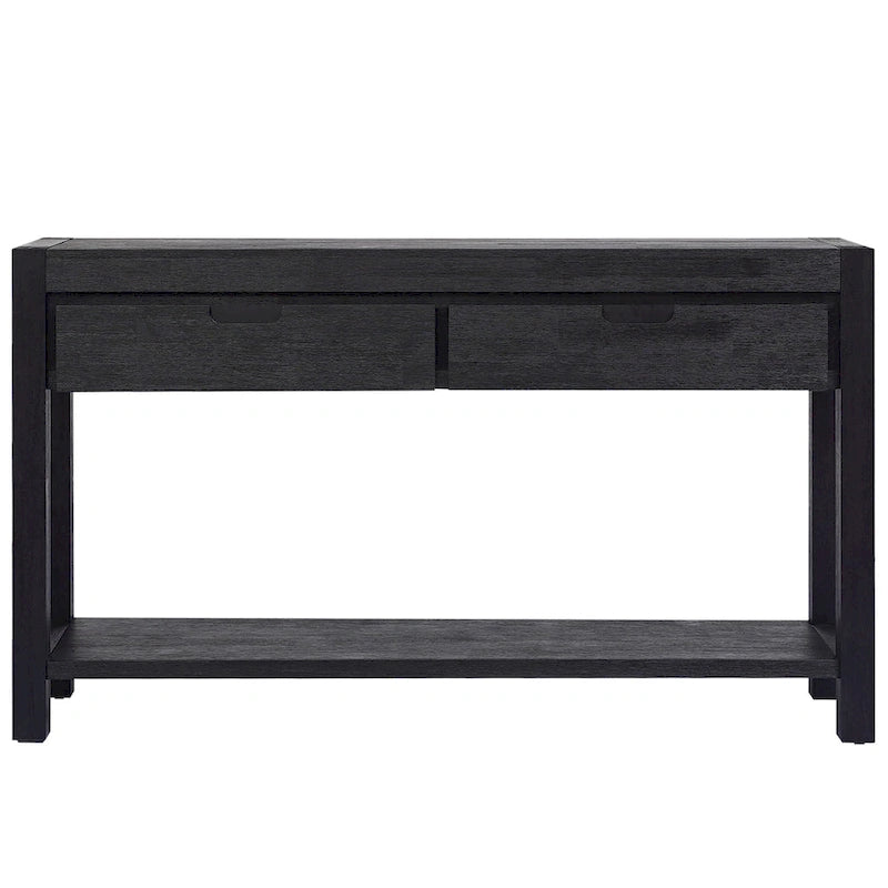 Console d'entrée avec 2 tiroirs et 1 étagère inférieure — Placage en bois d'acacia