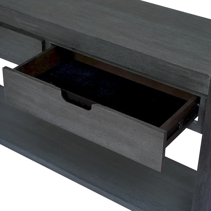 Console d'entrée avec 2 tiroirs et 1 étagère inférieure — Placage en bois d'acacia