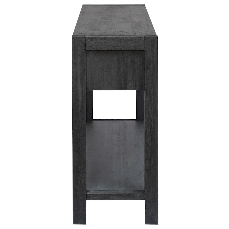 Console d'entrée avec 2 tiroirs et 1 étagère inférieure — Placage en bois d'acacia