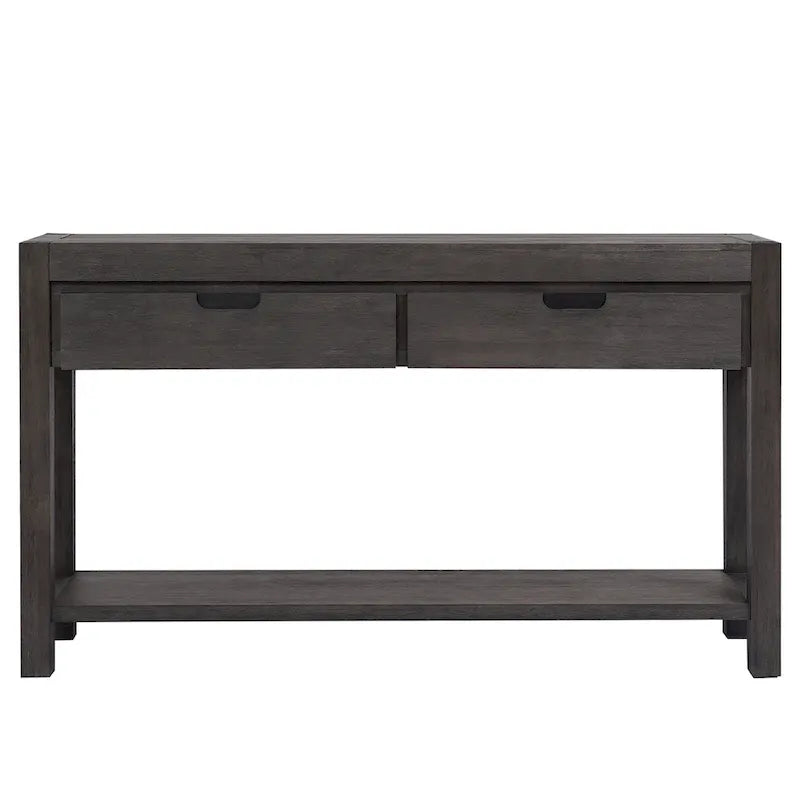 Console d'entrée avec 2 tiroirs et 1 étagère inférieure — Placage en bois d'acacia