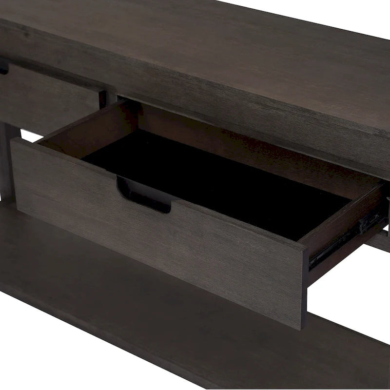 Console d'entrée avec 2 tiroirs et 1 étagère inférieure — Placage en bois d'acacia