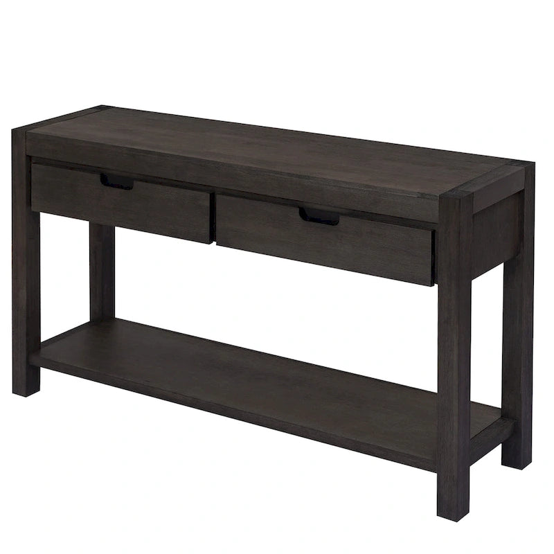 Console d'entrée avec 2 tiroirs et 1 étagère inférieure — Placage en bois d'acacia