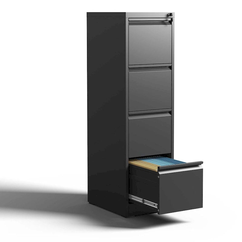 Classeur métallique vertical 4 tiroirs avec serrure et système anti-basculement