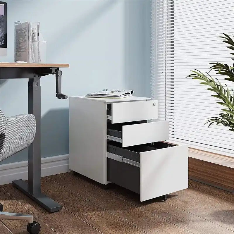 Classeur mobile 3 tiroirs pour dessous de bureau avec serrure et roulettes