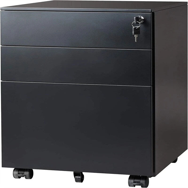Classeur mobile 3 tiroirs pour dessous de bureau avec serrure et roulettes