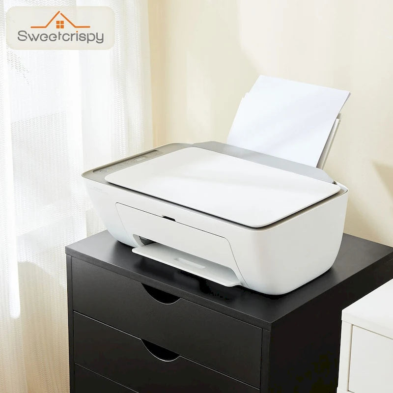Commode mobile à 5 tiroirs avec roulettes — Bois MDF, noir ou blanc