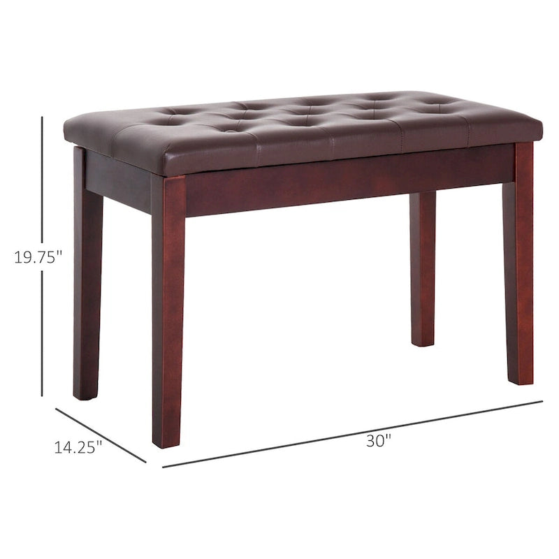 Banc de rangement capitonné en similicuir style campagnard avec cadre en bois brillant