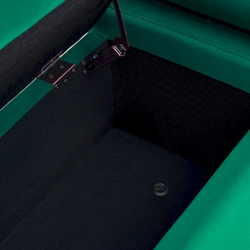 Banc de rangement capitonné avec accoudoirs cylindriques, tissu en lin et pieds en fer