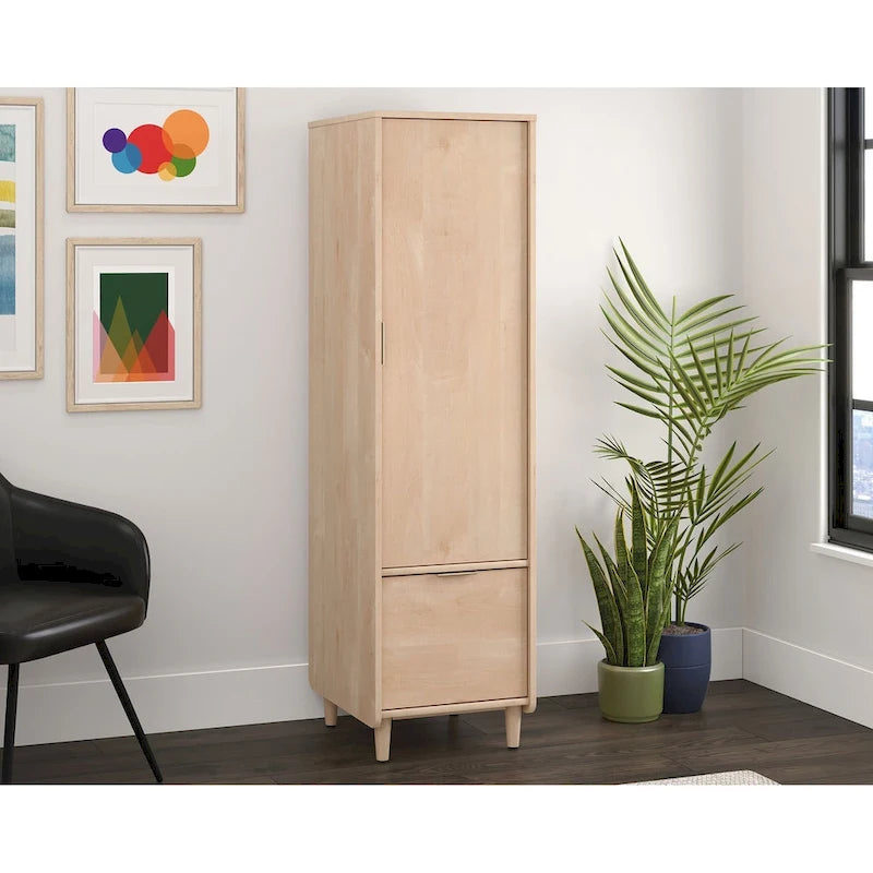 Meuble de rangement vertical avec tiroir de classement et étagère réglable — Fini jet acacia