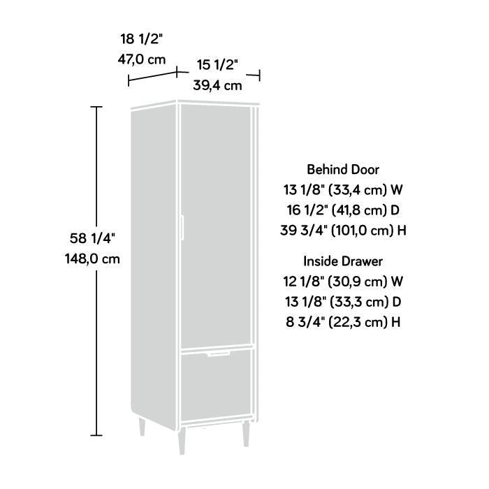Meuble de rangement vertical avec tiroir de classement et étagère réglable — Fini jet acacia