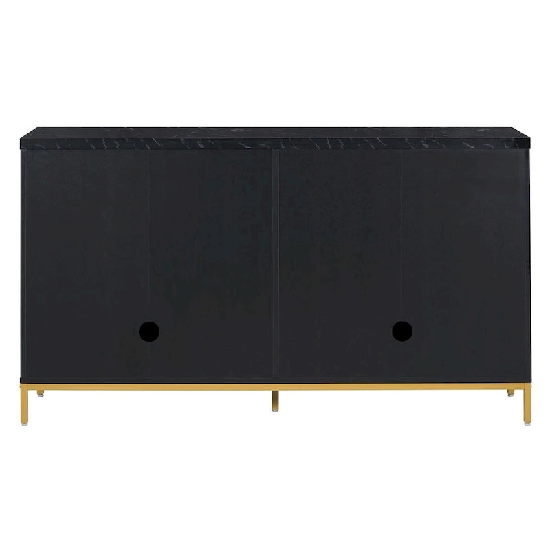 Buffet de 150,6 cm avec plateau en faux marbre, 4 portes et pieds en métal