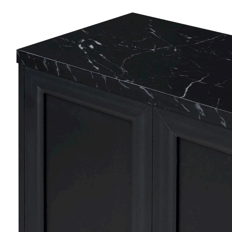 Buffet de 150,6 cm avec plateau en faux marbre, 4 portes et pieds en métal
