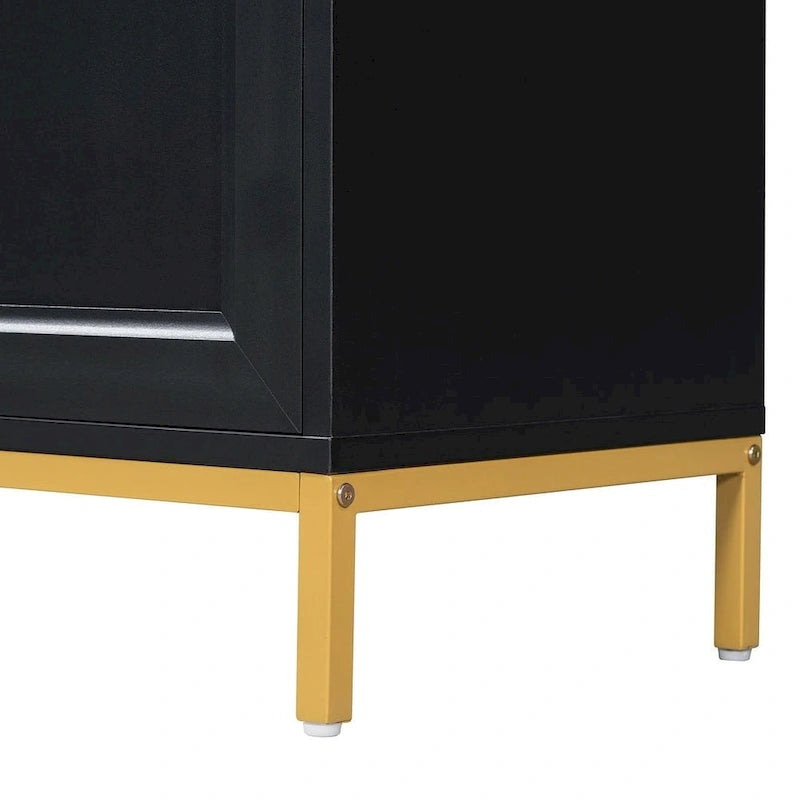 Buffet de 150,6 cm avec plateau en faux marbre, 4 portes et pieds en métal