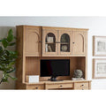 Huche de rangement moderne en bois avec portes et éléments en arche — Entièrement assemblée, brun clair