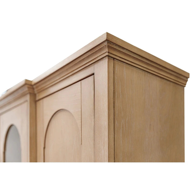 Huche de rangement moderne en bois avec portes et éléments en arche — Entièrement assemblée, brun clair