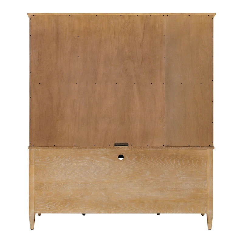Huche de rangement moderne en bois avec portes et éléments en arche — Entièrement assemblée, brun clair