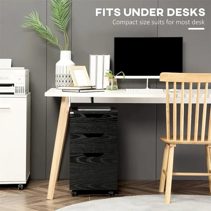 Meuble de rangement de bureau 3 tiroirs sous le bureau avec roulettes verrouillables