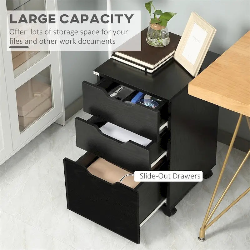 Meuble de rangement de bureau 3 tiroirs sous le bureau avec roulettes verrouillables