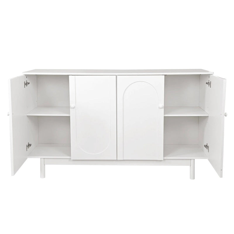 Buffet bas 4 portes Intaglio contemporain avec étagère réglable