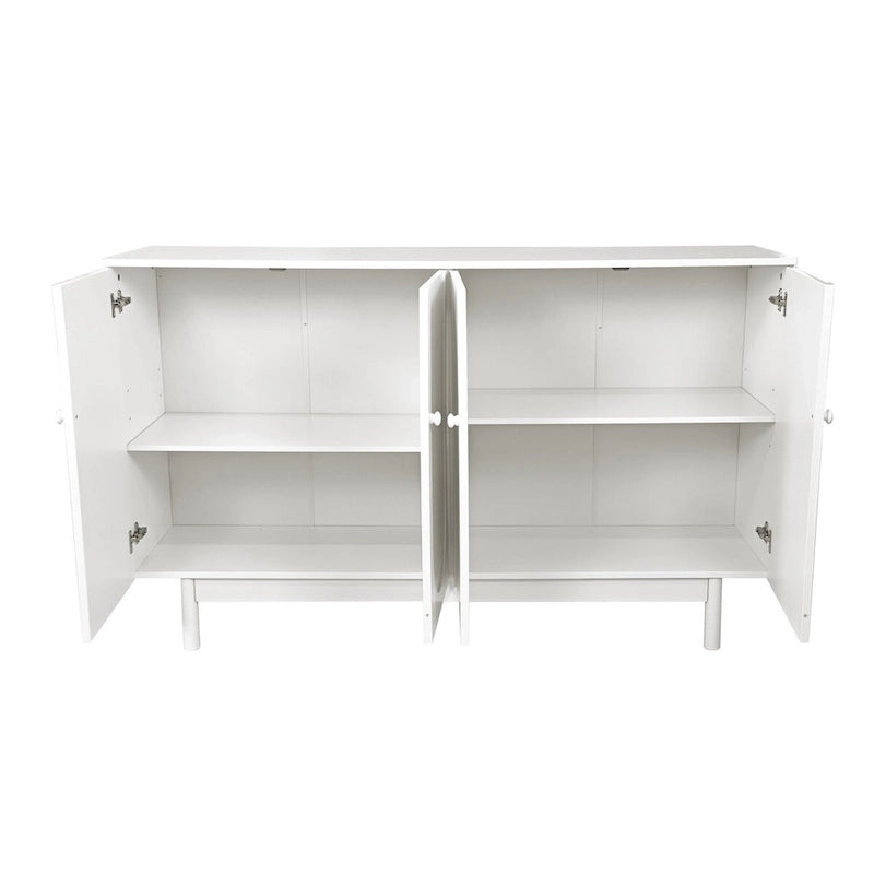 Buffet bas 4 portes Intaglio contemporain avec étagère réglable