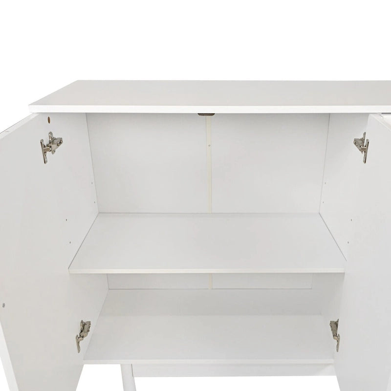 Buffet bas 4 portes Intaglio contemporain avec étagère réglable