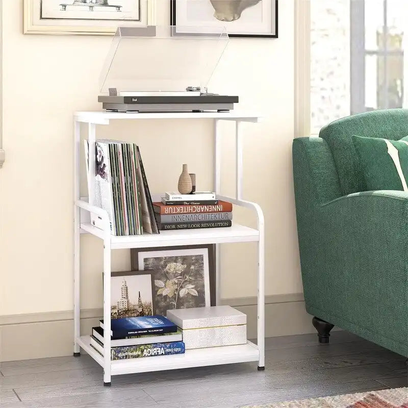 Support d'Imprimante à 3 Niveaux avec Étagère de Rangement, Pieds Réglables et Roulettes