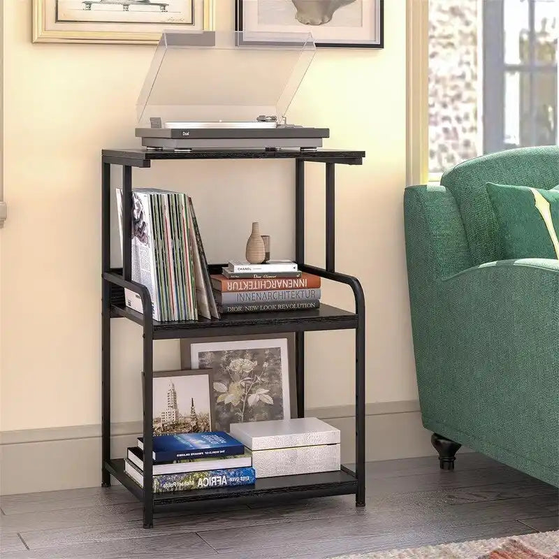 Support d'Imprimante à 3 Niveaux avec Étagère de Rangement, Pieds Réglables et Roulettes