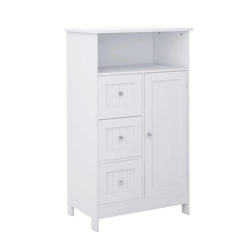 Meuble de rangement de salle de bain blanc avec 3 tiroirs et 1 porte — MDF E1