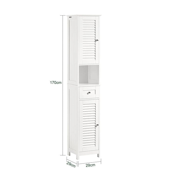 Meuble de salle de bain haut avec 2 portes, 1 tiroir et porte de ventilation à lattes